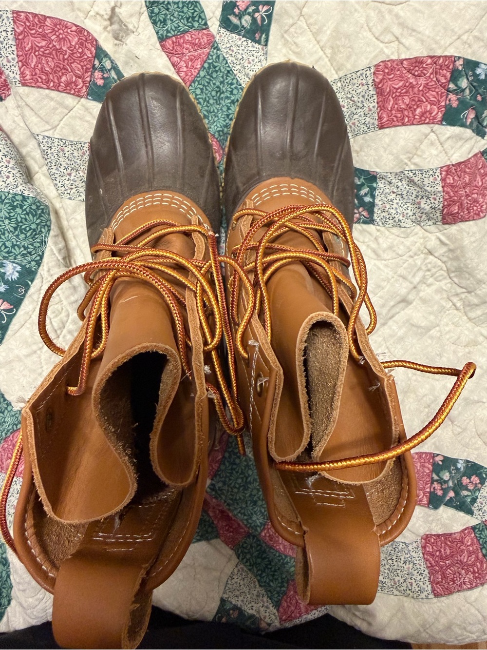 Women’s Brown Leather Duck Boots with Rubber Toe